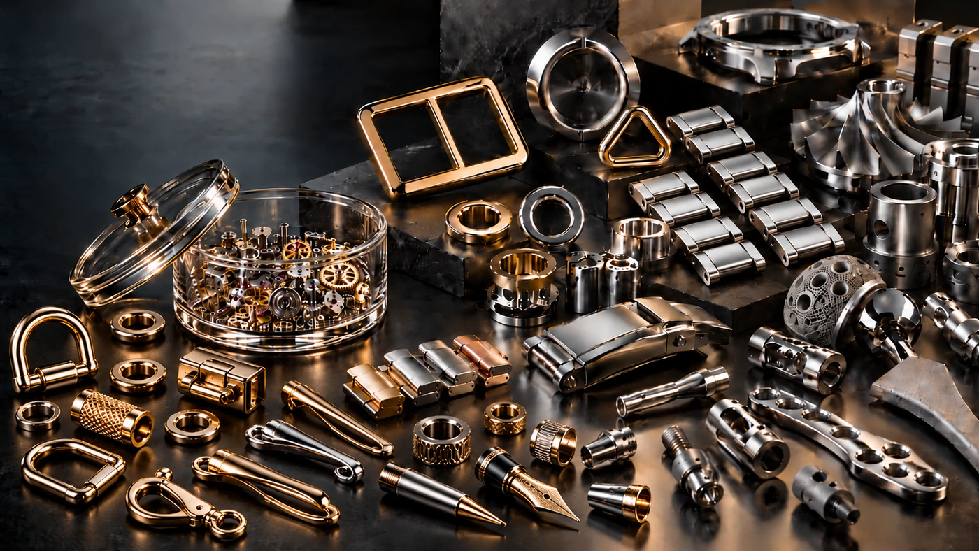 Composants métalliques pour le luxe, la maroquinerie, les stylos et l’horlogerie